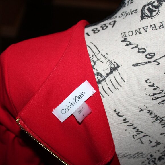 Calvin Klein Round Neck Short Fluttered Sleeve Dress - Picture 8 of 8